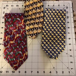 J. Garcia 100% Silk Red, Yellow, and Blue Patterned Ties